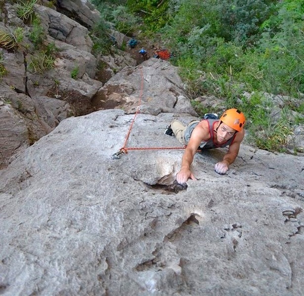 Josh on the first ascent.