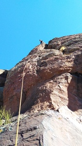 5.10c sport route on the right side and 5.8 trade up the the crack pro to at less 5".
