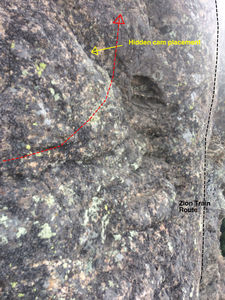 You can protect yourself well right after the initial traverse move using a somewhat hidden pocket.