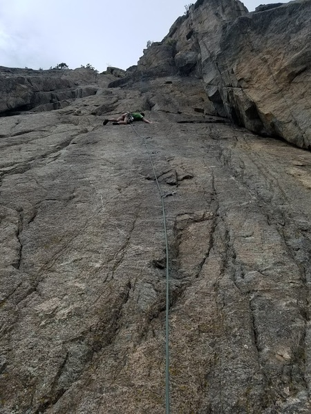 Scotty boy going horizontal reaching for the 4th bolt.