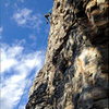 Holly Weir sticking the bouldery upper crux of Pepper Shaker.