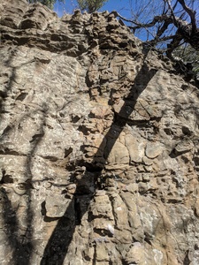 Climb up nice chickenheads, following the path of least resistance to the chains.