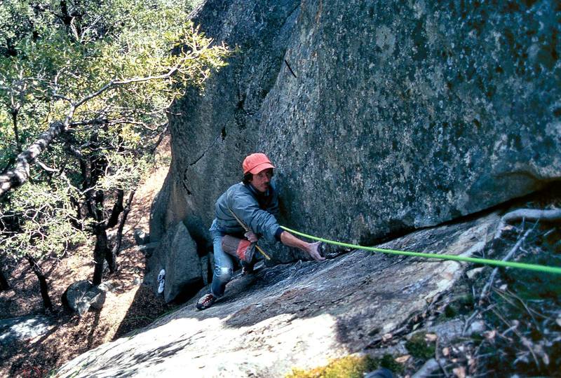 Werner Braun follows the 5.10c crux of "Chow, Chow, Chow" in 1983. Just  before Fires.