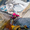 Climbing past final chockstone