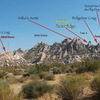 This is an update to a photo posted. Crags were name by those climbers who first attain the summits of these formations. The original names are posted here.