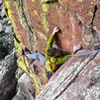 Near the crux at the end of pitch 1.