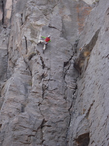 Elmar Stefke approaching the anchors on Stonefly.