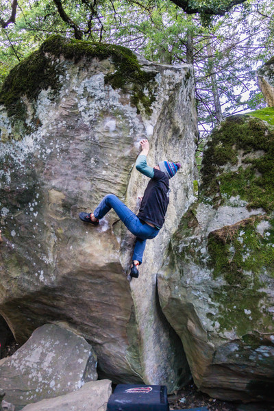 Troy with the heel hook on Sharma's Arete.
<br>

<br>
Photo by Dalton Johnson
<br>
www.daltonjohnsonmedia.com
<br>
@seek_shangri_la