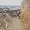 Pulling the crux of the second pitch.