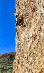 Cliff T halfway up the route on a beautiful day.