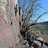 I came along with the needed soft catch (a couple of bouldering pads) and this kid had the determination.  A sunny warm Jan day at Balanced Rock Wall and a great ground up lead of Watermarks Direct.  Rich Bechler was here in spirit.