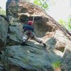 Joey Vulpis from Northeast Mountain Guiding on "The Bowl" route on the right side of the Lead Wall.