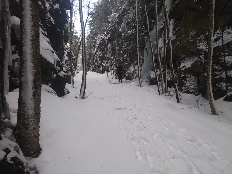 Looking down the cut from the far end