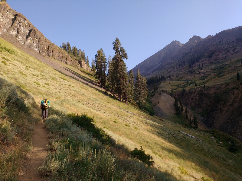 Hiking the trail out of Mineral King
