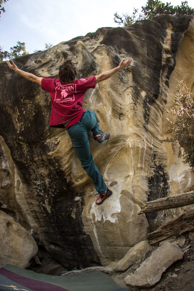 Zach spotting the climber above... have you met a little person called Jesus?