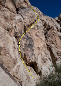 Looking at the traverse line on Spiders Web from the ground.