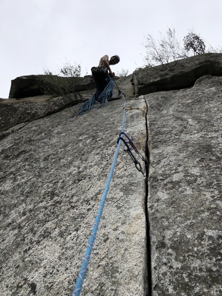 Staring up what I thought to be the crux of the route.