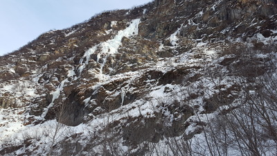 Spring Loaded from the river.  Final 1-2  pitches out of view.