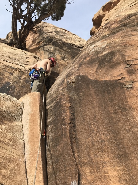 Noah Stevens on the first ascent of Boat Nectar.