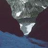 Looking down the gully from the top of the snow.