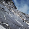 John Bragg leading on a winter ascent of Weissners in 1974.