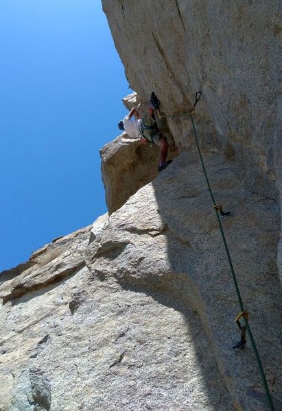 David heading for the anchors on Stemsation (5.9), Riverside Quarry