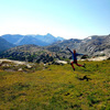 Mike doing his best 'Sound of Music' dance through the verdant meadows on the descent