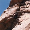 The steep part of Abrojos e Centellas, after coming in directly from the dihedral above the first pitch of Lost Fingers