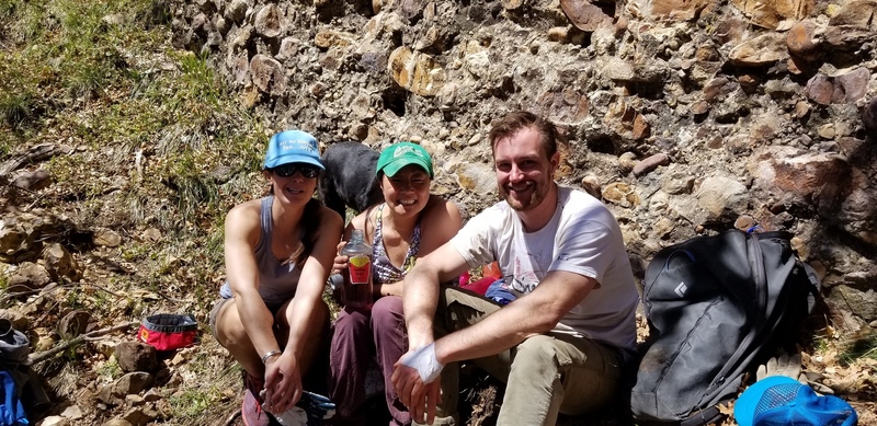 Ashley, Joi, and Ryan (and lucy the dog) each put a full day of work into helping to improve the trails at The Cove.  Taking a lunch break at the base of Berry Dazzle.