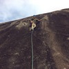 Karl leading up the third pitch. Classic Stone Mountain run outs on this pitch.