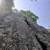 Jon cruises the upper section but is approaching the crux