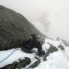 M4 crux high on the Frendo Spur in winter conditions.