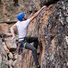 Geoff "The Main Event" Slater just past the crux.