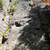 Climb #1 in the corner on the left. Dirty but would be a good 5.6ish if cleaned.