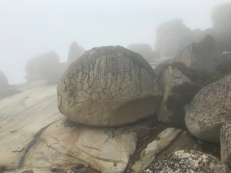 Egg-boulder sitting on the High Eagle Slab