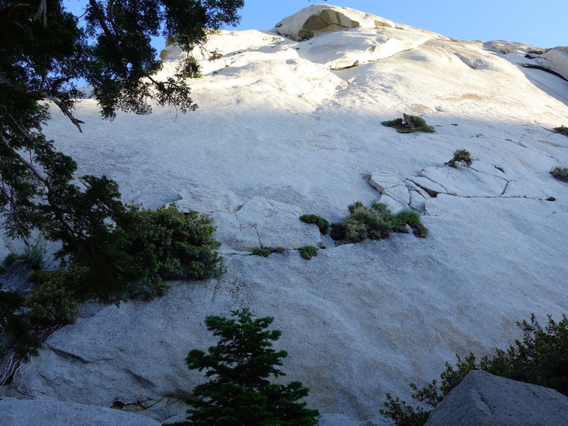 Looking up from the base of the route.