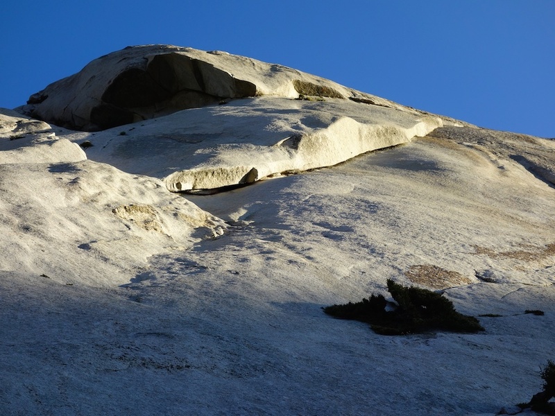 The 10c enduro corner of Pitch 3 from the base of the route.