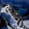 Walking the narrow summit ridge on the way back down - August 1998