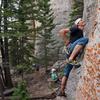 Case through the crux and about to mantle on Wutang.  Photo taken by J. Weimer.