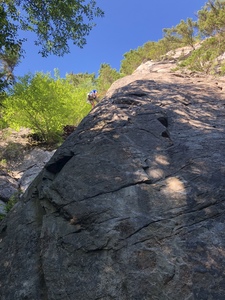 Rapping down to the left of the Arete.