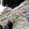 Rap from the chain anchor if you have double ropes. If you have a single 70m, it is probably best to rap from the anchor about 100 feet to climber's left of this (without chains as of July 2018).