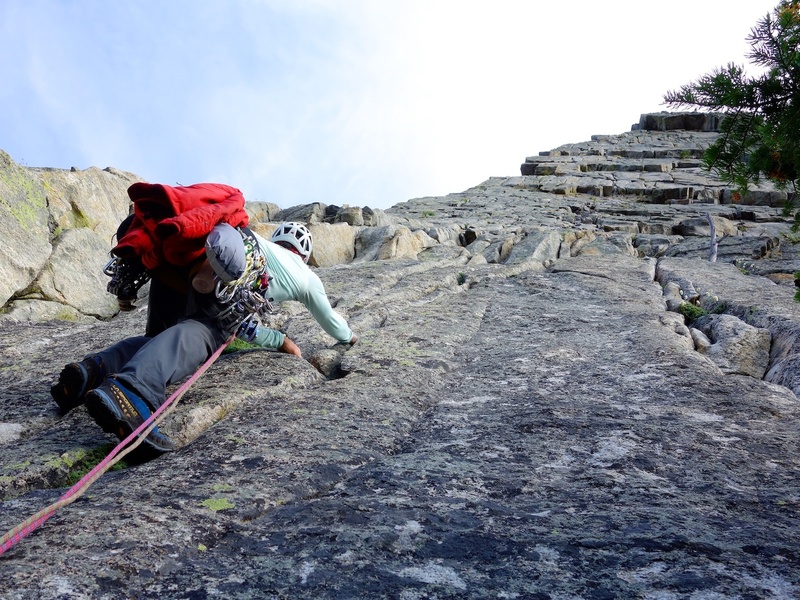 Starting up Pitch 4 (second pitch above Table Ledge).