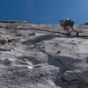 Betsy heading towards crux.