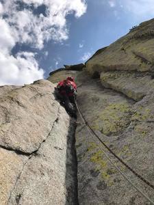 We found a little ledge and built an anchor - start of P2