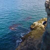 Myself, nearing the face climbing. Shot by Miranda N.