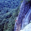 Chris Ellms  just after the Crux on the Second Ascent with Andy Tuthill