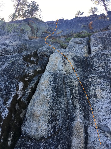 Looking up from the base of the middle route. This is the route that you walk up to first from the approach trail.