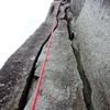 Awesome crack climbing on Godzilla.