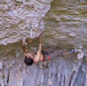 Nate entering the crux of this boulder classic. Body Wax 5.12b