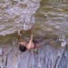 Nate entering the crux of this boulder classic. Body Wax 5.12b